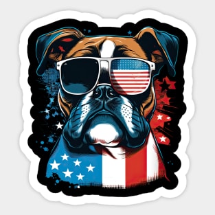 Boxer 4th of July Sticker